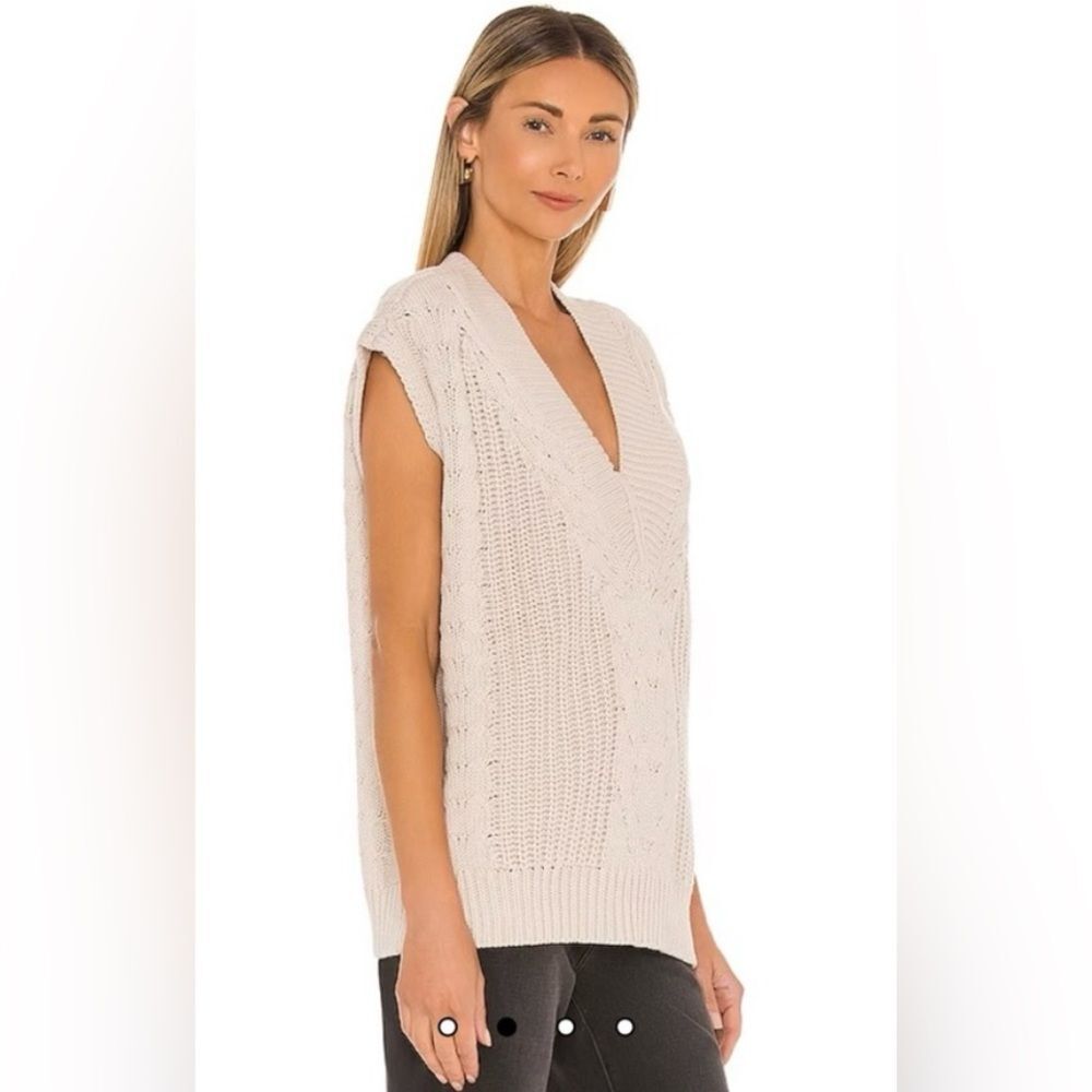 Pistola Cable Knit Kiren V-Neck Oversized Pullover Sweater Vest Cream Fisherman